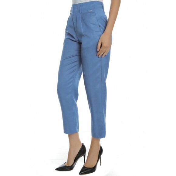 NWT Scotch & Soda blue linen blend cropped pleated trousers, M - Picture 6 of 12